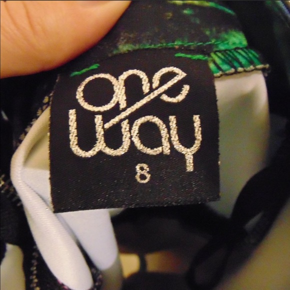 One Way Watercolor Asymmetric Vegan Leather Skirt - Picture 4 of 4